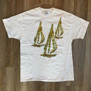 Vintage 90s Key West Sailboats T-Shirt Large